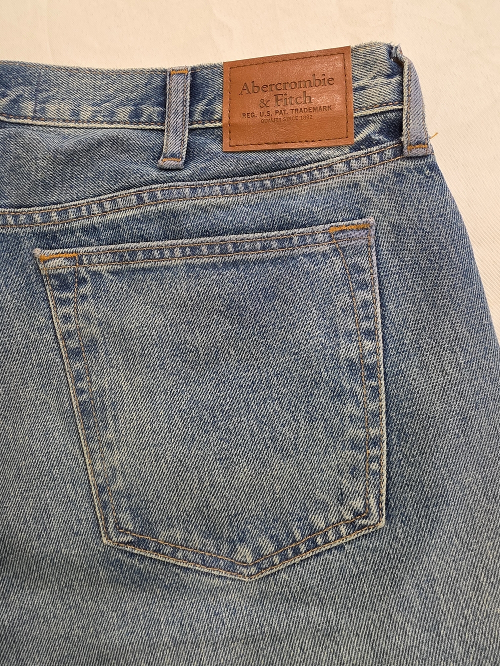 Abercrombie & Fitch Blue Straight Fit Blue Stone Wash Jeans Men W36 L32 - Picture 9 of 10